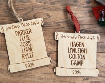 Santa's Nice List, Personalized Wooden Santas List Christmas Ornament, Customized Santa List Ornament