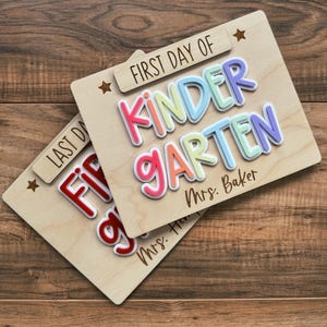 3D Teacher First/Last Day of School Sign, Interchangeable Sign for Teachers, Photo Prop for Back to School, Teacher Name Sign, First Day