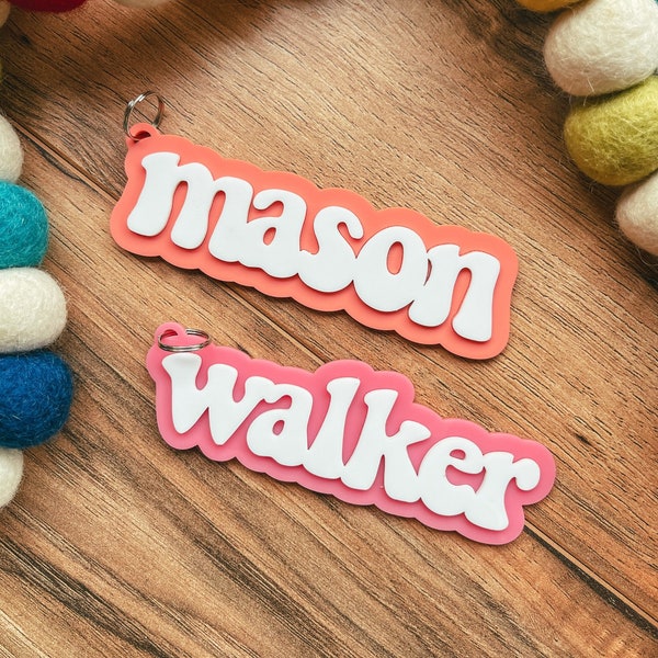 Book Bag Tag, Bag Tag, Personalized Keychain, Name Tag, Kids Keychain, Keychain for Kids, Acrylic Keychain, Name Tag, Diaper Bag Tag