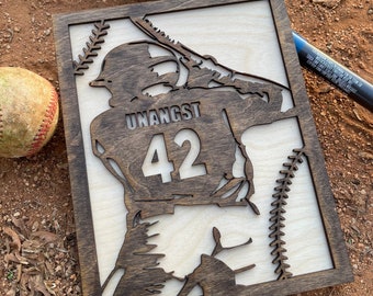 3D Wooden Baseball Sign, Personalized Baseball Coach Gift