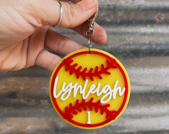 Personalized Softball Bag Tag, Custom 3D Acrylic Backpack Tag