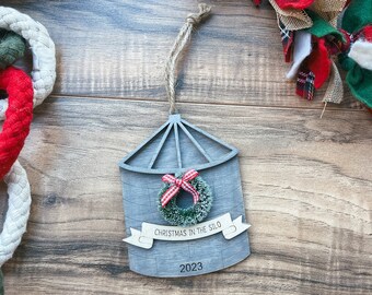 Silo Christmas Ornament, Personalized Wooden Silo Ornament, Custom Farmhouse Christmas Decor, Grain Bin Ornament