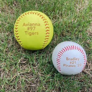 Engraved Baseballs and Softballs, Personalized Baseball, Personalized Softball, Team Baseballs, Team Softballs, End of Year Baseballs