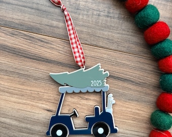 3D Golf Cart Christmas Ornament, Golfer Gift, Acrylic Golf Cart