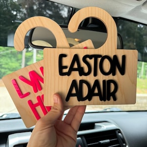 Personalized Carpool Name Sign, Car Line Name Sign, Car Rider Sign, School Pick Up Sign, Parent Pick Up Tag, Rearview Mirror Sign