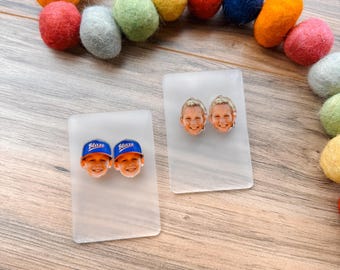 Custom Face Earrings, Custom Face Portrait Earrings, Photo Earrings, Spirit Wear, Sports Earrings, Travel Ball Earrings, Face Photo