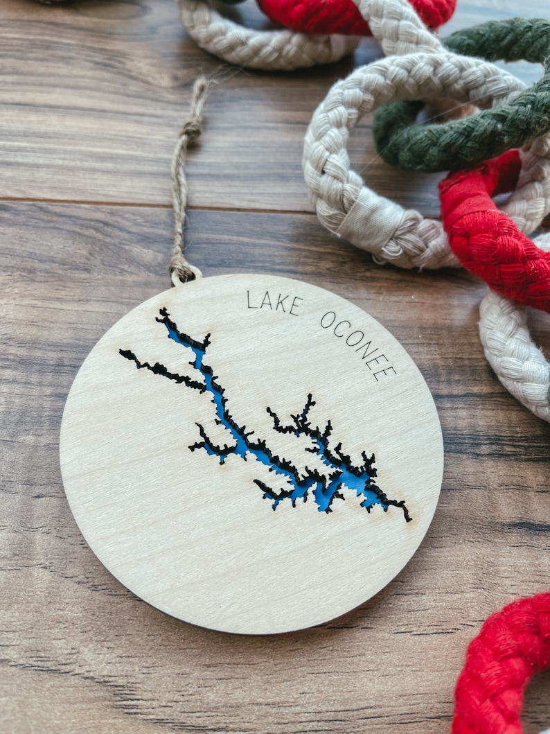 Lake Christmas Ornament, Lake Map Ornament, Wooden Custom Lake Life ...