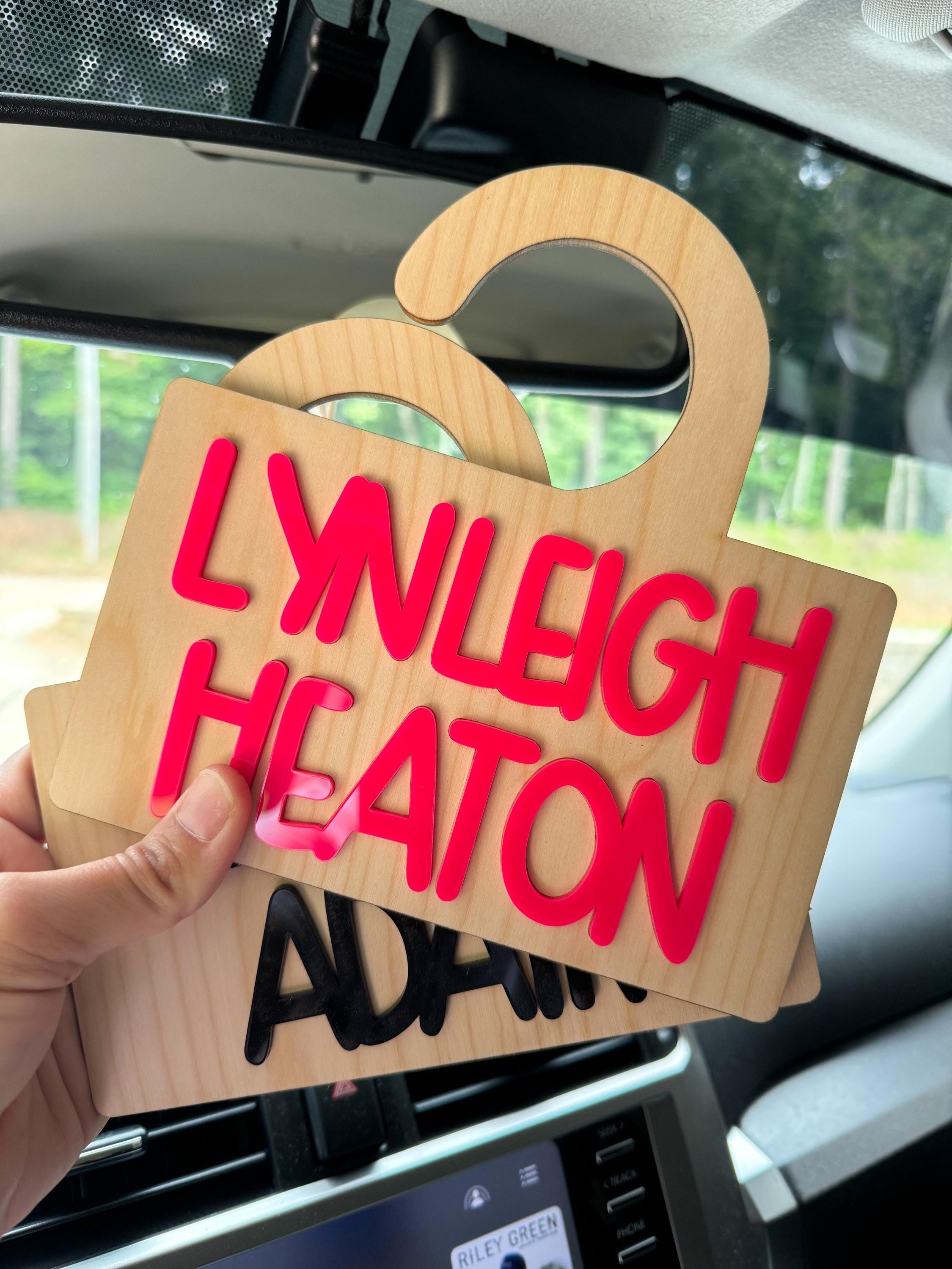 3D Carpool Name Sign, Acrylic Car Line Sign, Wooden Name Tag for Car ...