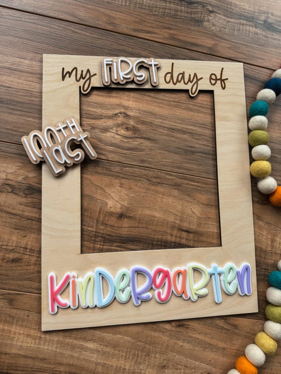 3D Teacher Photo Prop, First/Last Day Interchangeable School Sign, 100th Day of School, First Day Sign for Teachers, 3D Wooden Sign, Acrylic