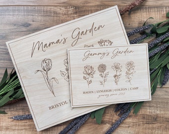 Personalized Engraved Mother's Day Birth Flower Sign, Birth Month Flowers, Mom's Garden, Gift for Mom, Gift for Grandma, Wooden Sign