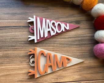 Pendant Flag Acrylic Backpack Tag, Flag Name Book Bag Tag, 3D Name Keychain, Lunchbox Tag, Back to School, School Name Tag, School Name Tag