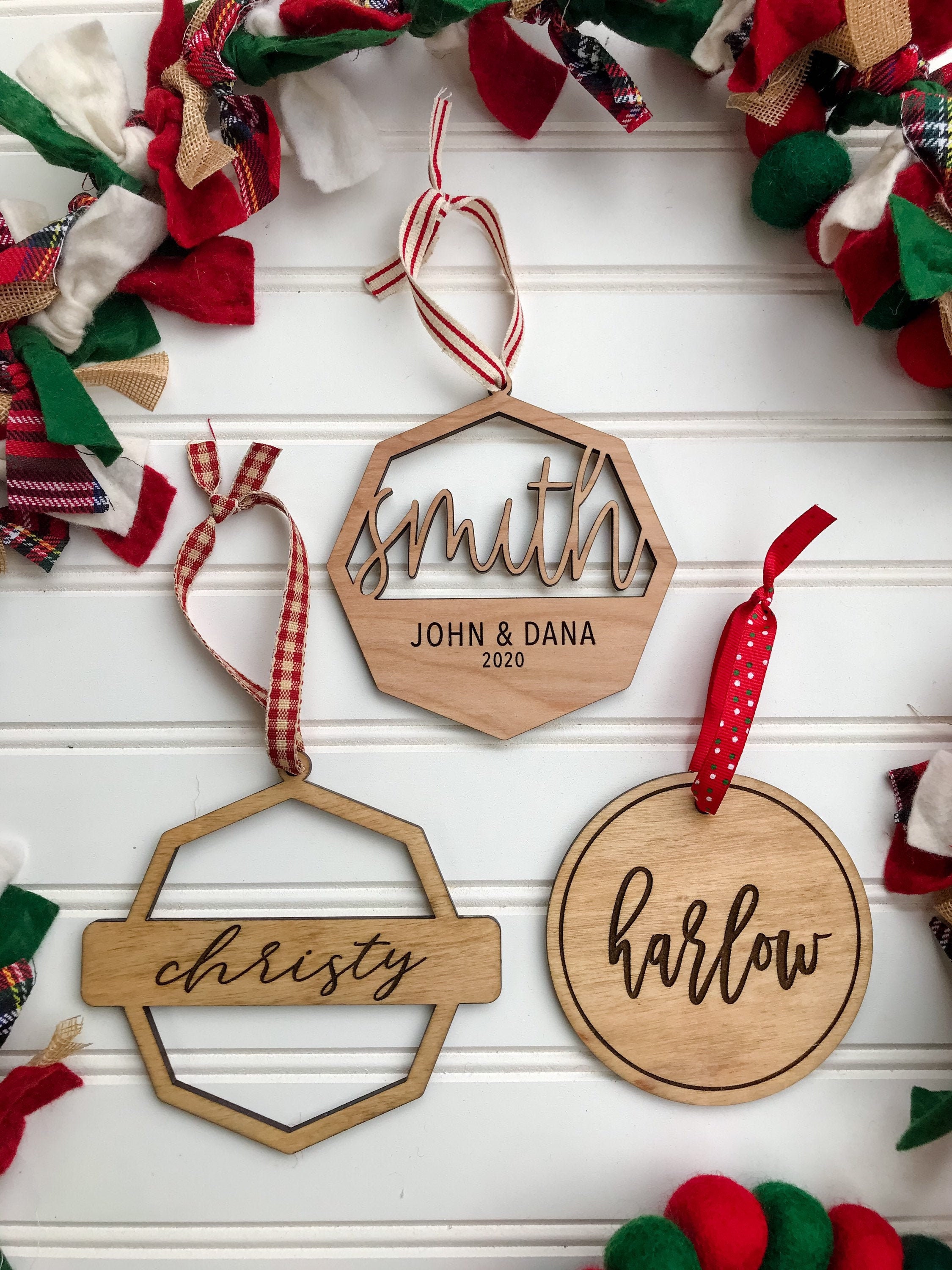 Christmas ornaments diy thumbprint reindeer craft ornament crafts preschool holiday easy cute fingerprint minute cheap crafter tree projects gifts rudolph Name Ornament Personalized Christmas Ornaments Last Name | Etsy