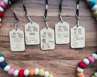Personalized Wooden Hall Passes, Hall Pass Set, Teacher Hall Passes, Teacher Gift, Teacher Appreciation