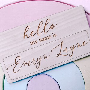 Hello My Name Is Wooden Cutout, Birth Announcement, Baby Name Announcement, Baby Shower Gift, Baby Hospital Sign, Newborn Photo Prop