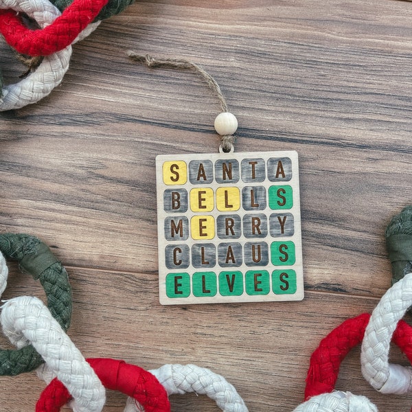 Wordle Christmas Ornament, Wooden Wordle Ornament, Google Games, Phone Games, Ornament Exchange