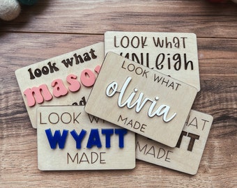 Look What I Made Artwork Magnet, Custom DIY Refrigerator Magnet, Back to School Magnet, Kids Name Magnet, Personalized Wooden Fridge Magnet