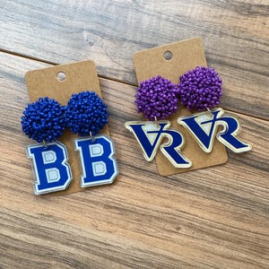 Game Day Acrylic Earrings, School Spirit Studs, Team Logo Jewelry, School Logo, Mascot Earrings, Beaded Earrings