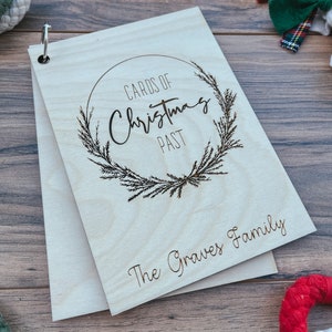 Christmas Card Holder, Christmas Card Organizer, Christmas Card Keeper, Cards of Christmas Past, Christmas Card Album, Engraved, Wooden