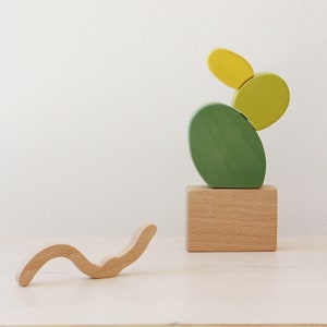 Cactus pot, pretend play, open ended play, wooden toys, Gardening set, wooden animals, wooden flowers