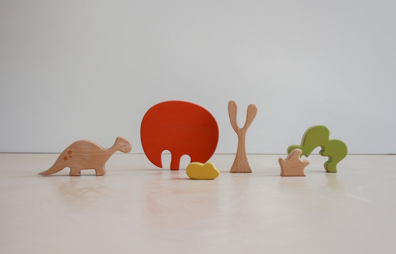 Dinosaur tree puzzle Scarlet tree, open ended play, Montessori play, stacking toy., wooden animals image 6