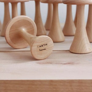 Wooden rattle, mushroom, toddlers rattle, newborn rattle, baby rattle, baby toy, wooden toy image 8