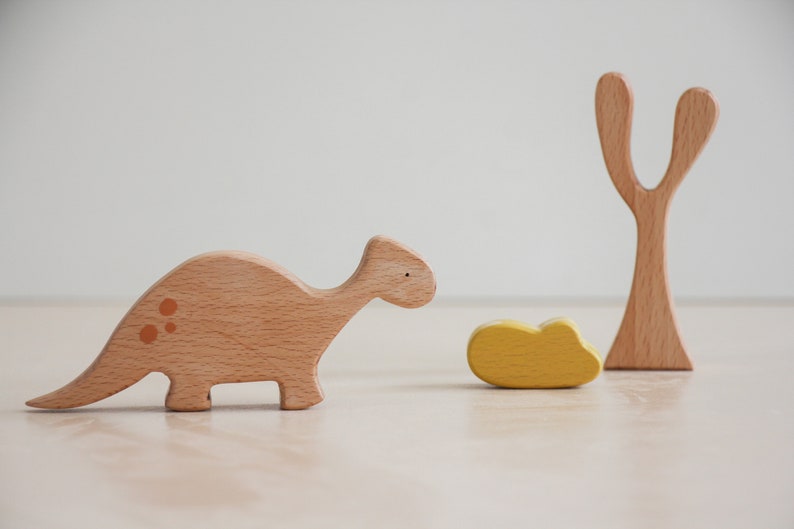 Dinosaur tree puzzle Scarlet tree, open ended play, Montessori play, stacking toy., wooden animals image 7