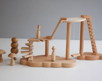 Wooden tree house play set.