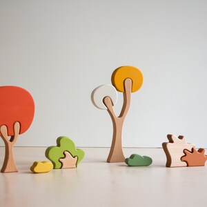 Dinosaur tree puzzle Scarlet tree, open ended play, Montessori play, stacking toy., wooden animals image 8