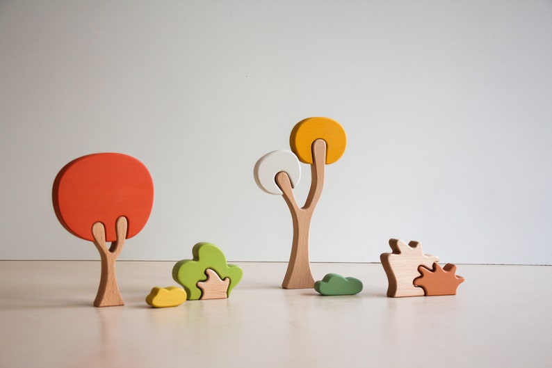 Dinosaur tree puzzle Scarlet tree, open ended play, Montessori play, stacking toy., wooden animals image 8