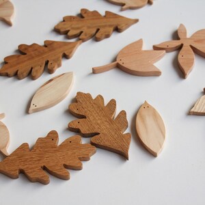 Handmade wooden garland, autumn leaves, kids room decor, natural wood, home decoration image 3