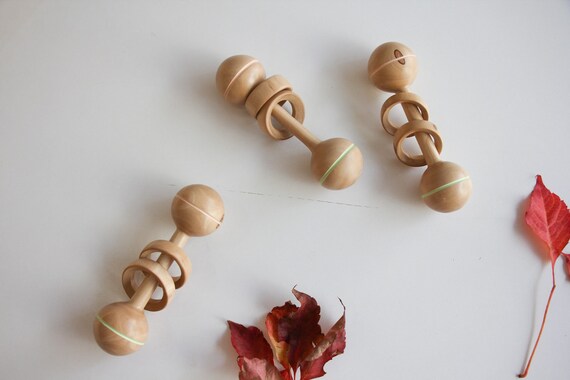 wood turned baby rattle