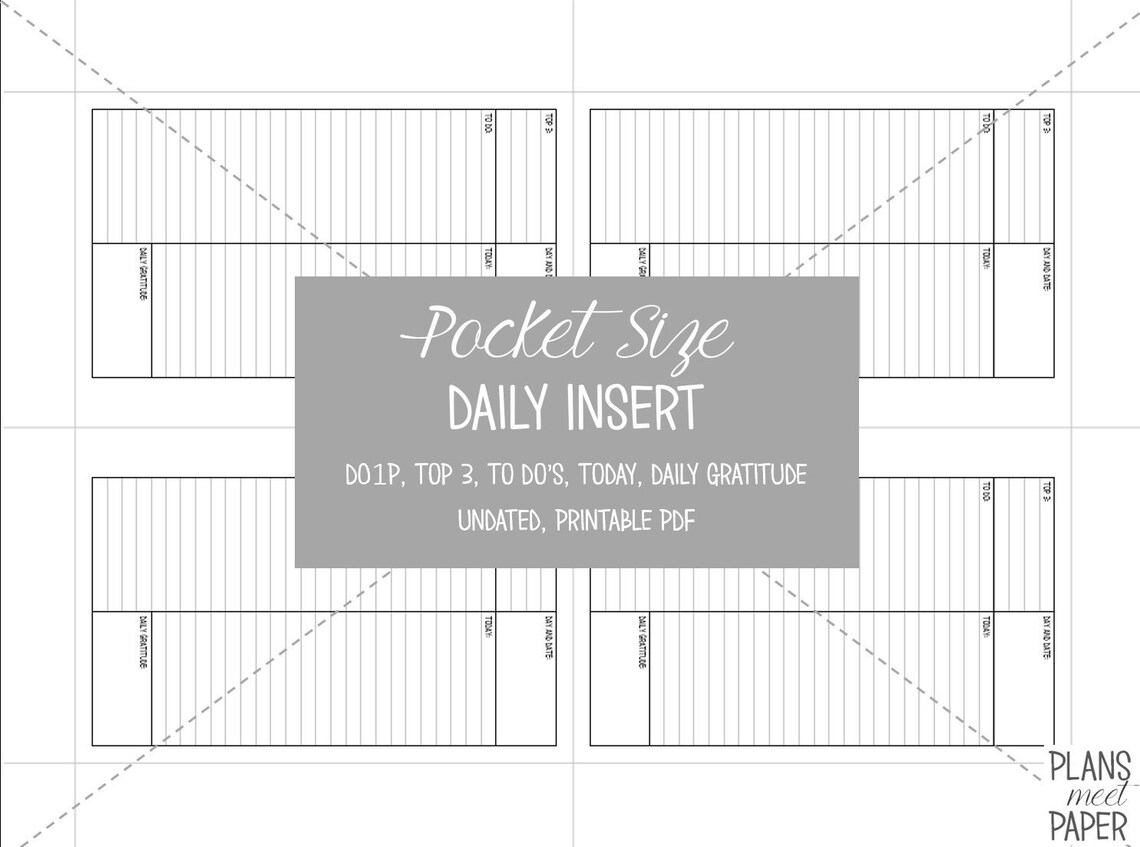 PRINTABLE Pocket Size Day on One Page Insert, Undated - Etsy