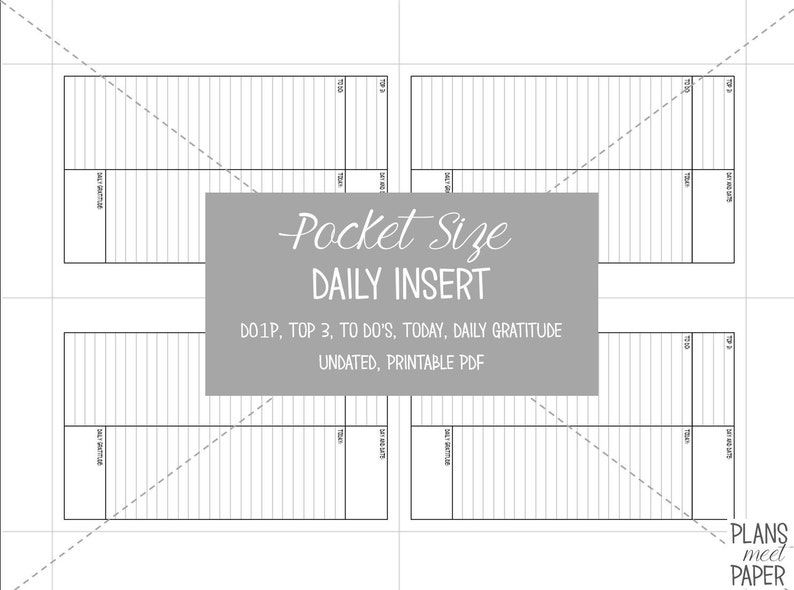 PRINTABLE Pocket Size Day on One Page Insert, Undated Etsy