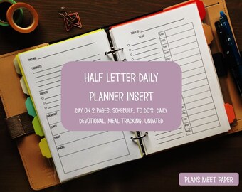PRINTABLE Half Letter Day on 2 Pages Insert Undated