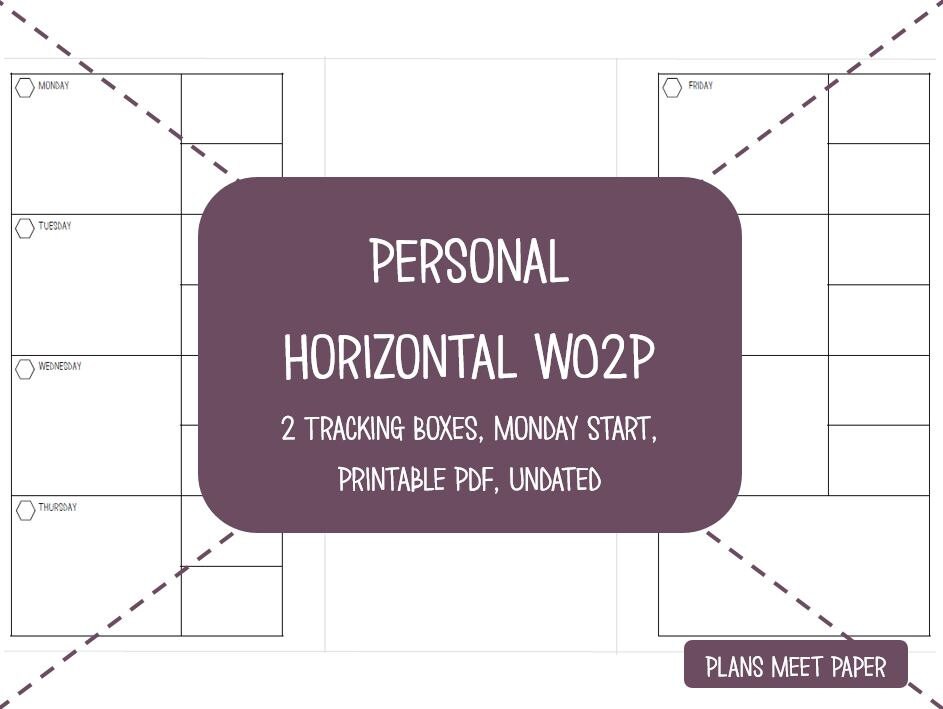 PRINTABLE Personal Weekly Planner Insert, Horizontal Week on 2 Pages ...