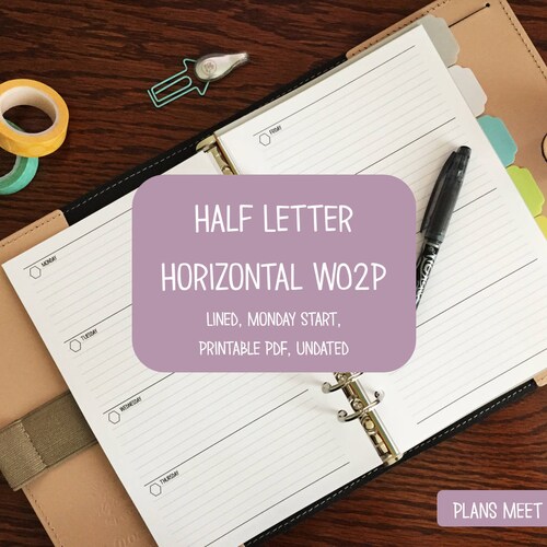 Half Letter Planner Inserts Printable Weekly Vertical on 2 Etsy