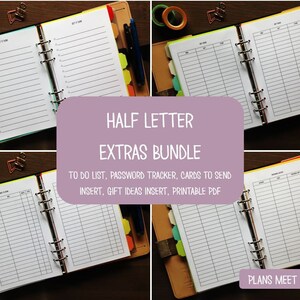 DRUCKBARE Halbbuchstabe Extras Bundle, To Do Liste, Passwort Tracker, Geschenke zum Senden Einfügen, Karten zum Senden Einfügen
