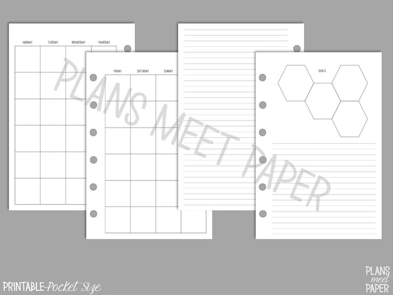 PRINTABLE Pocket Size Month on Two Pages Insert Undated | Etsy