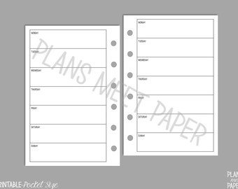 PRINTABLE Pocket Size Day on One Page Insert Undated | Etsy