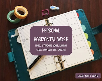 PRINTABLE Personal Weekly Planner Insert, Horizontal Week on 2 Pages ...