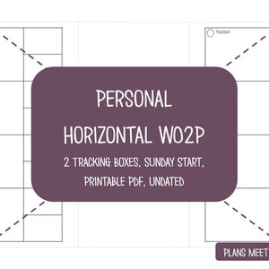 PRINTABLE Personal Weekly Planner Insert, Horizontal Week on 2 Pages ...