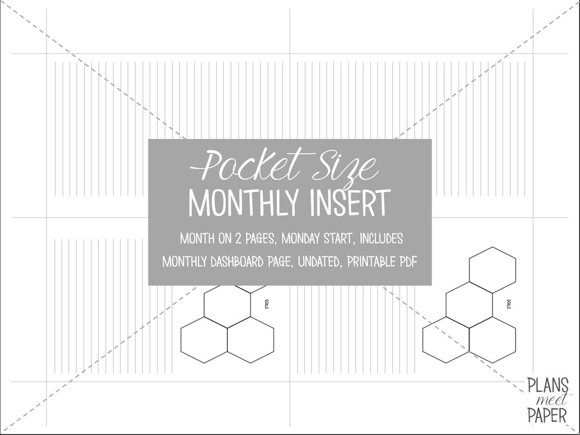 PRINTABLE Pocket Size Month on Two Pages Insert, Undated, Includes ...