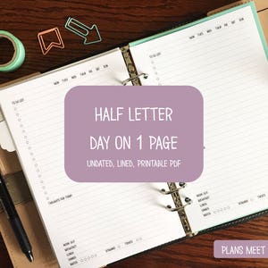 PRINTABLE Half Letter Daily Insert, Day on 1 Page, Lined, Undated - Etsy