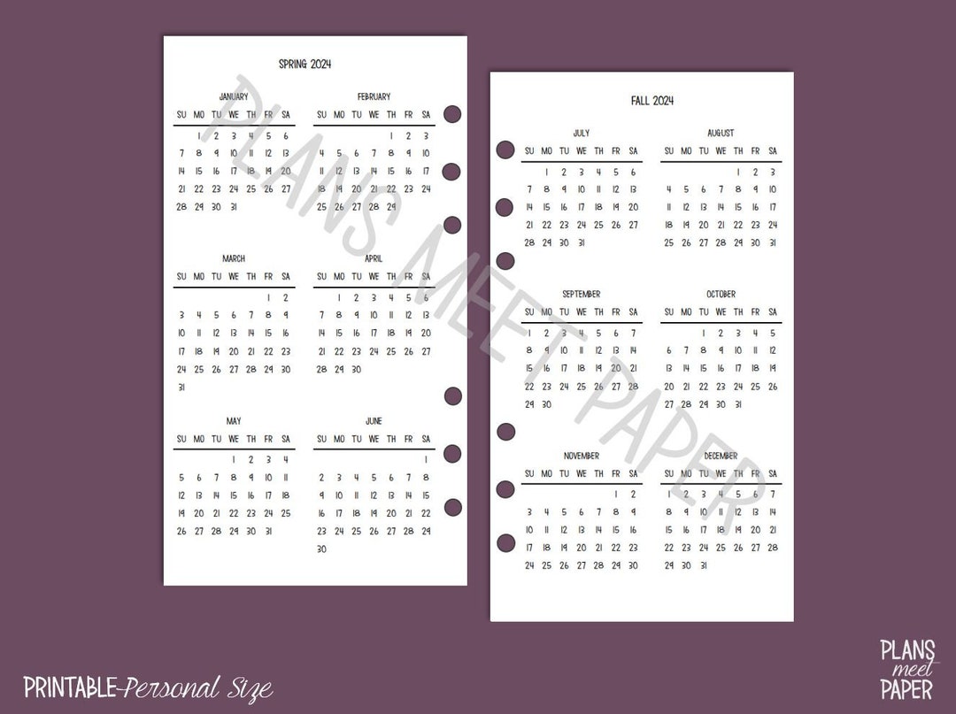 PRINTABLE Personal 2024 Year at a Glance - Etsy