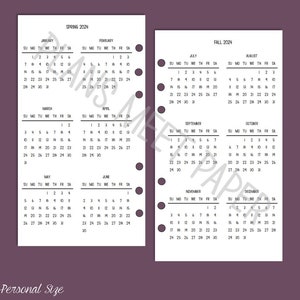 Könnte beinhalten: Ein druckbarer Kalender für das Jahr 2024 mit einer separaten Seite für jeden Monat. Der Kalender ist in zwei Abschnitte unterteilt, Frühling und Herbst. Der Kalender ist für den persönlichen Gebrauch bestimmt und in Schwarzweiß gedruckt.