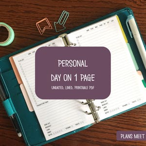 PRINTABLE Personal Daily Insert, Day on 1 Page, Undated - Etsy