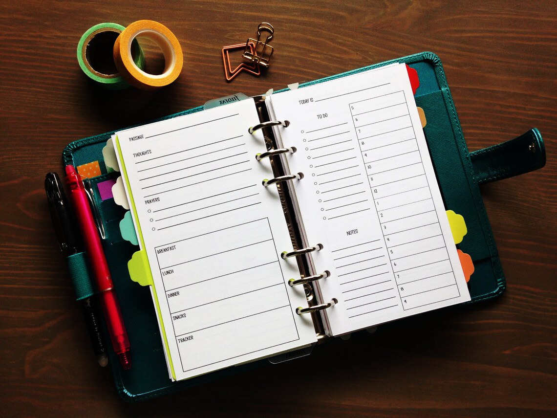 PRINTABLE Personal Day on Two Pages Insert, Schedule, to Do's ...