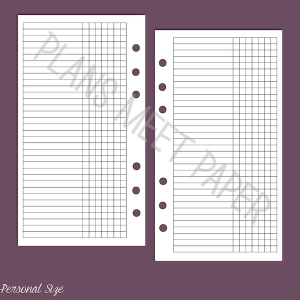 PRINTABLE Personal 7 Column Checklist or Habit Tracker Insert