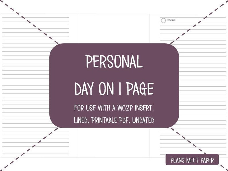 PRINTABLE Personal Day on 1 Page Insert With Notes Pages for Use With ...