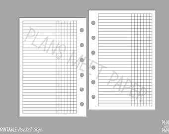 PRINTABLE Pocket Size 7 Column Checklist or Habit Tracker Insert